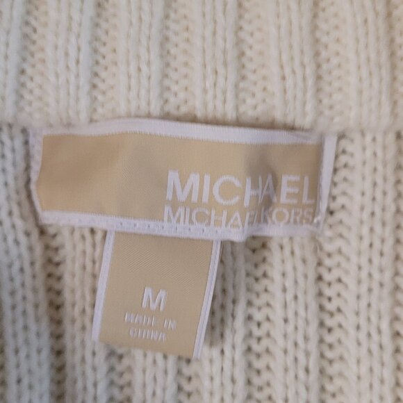Michael Kors Fur Sweater Jacket Faux fur Cream Brown Button Up Lined Sz M - Picture 6 of 8